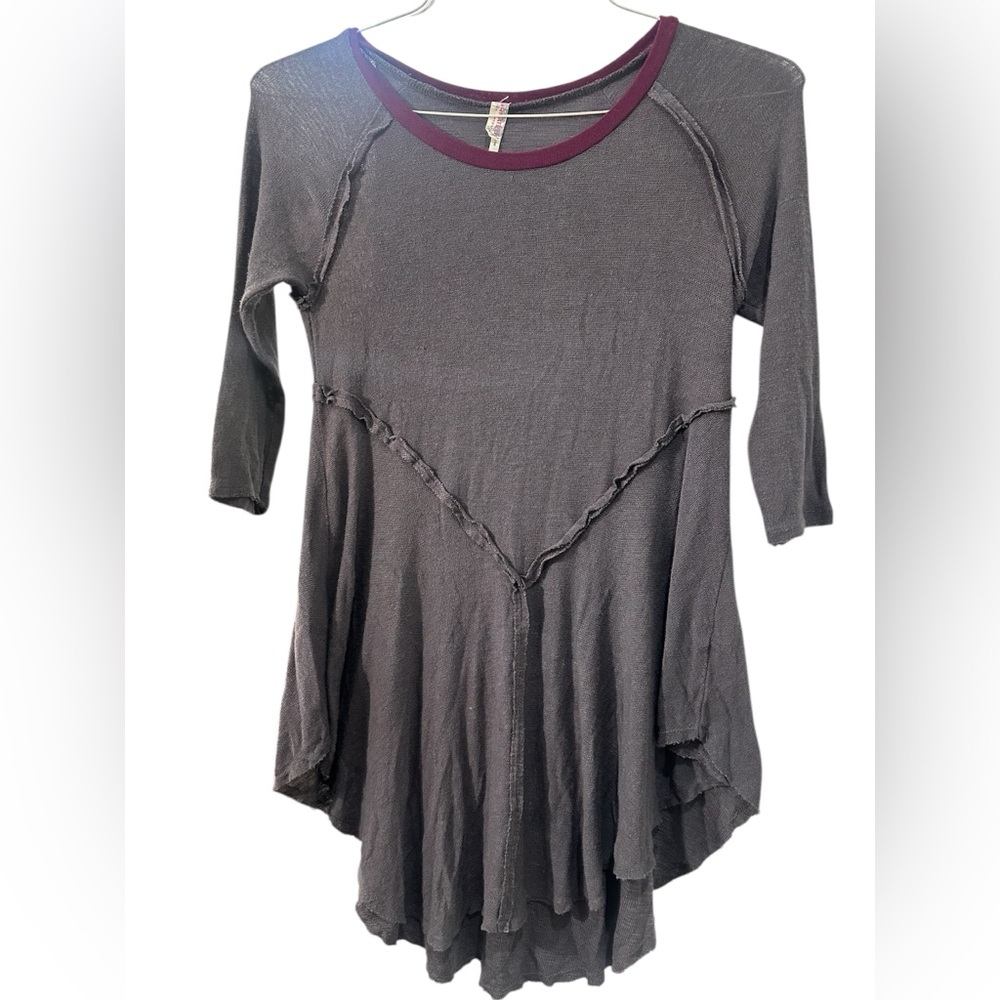 Free People Intimately Gray 3/4 Sleeve Top